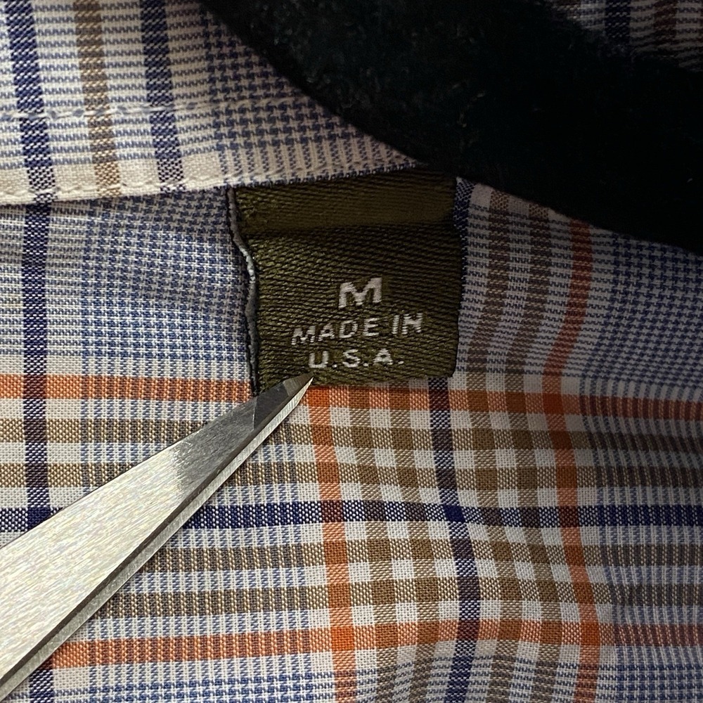 Gitman Bros Tattersall Plaid Men's M Button Down Dress Shirt USA Orange Blue - Picture 4 of 6